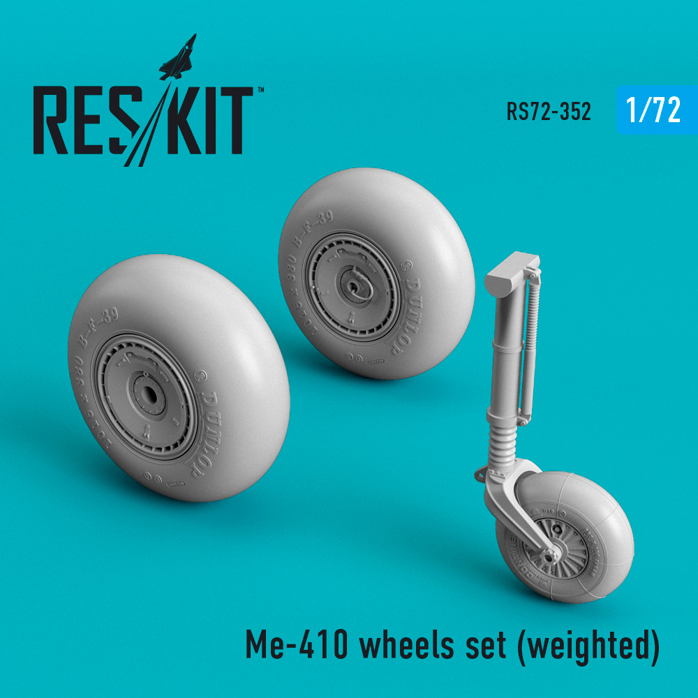 Additions (3D resin printing) 1/72 Messerschmitt Me-410 wheels set (weighted) (ResKit)