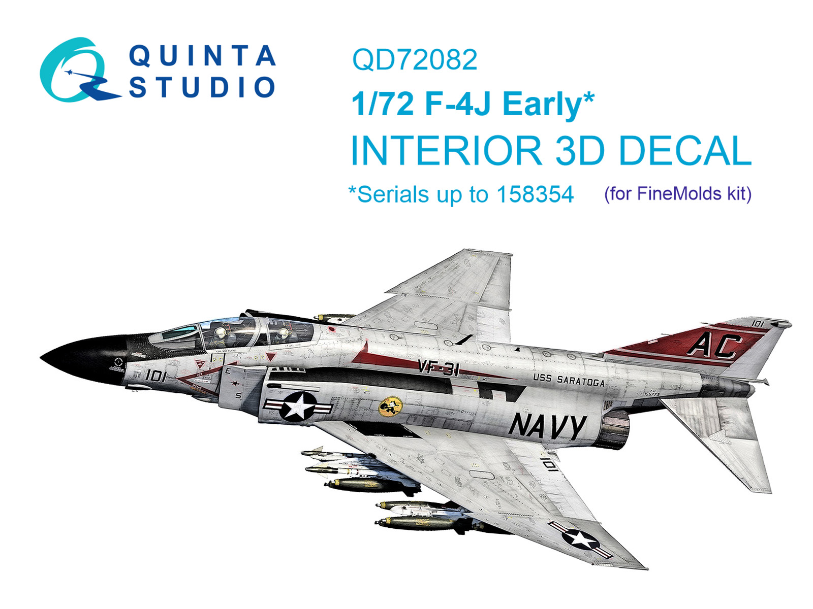 F-4J Early 3D-Printed & coloured Interior on decal paper (FineMolds)