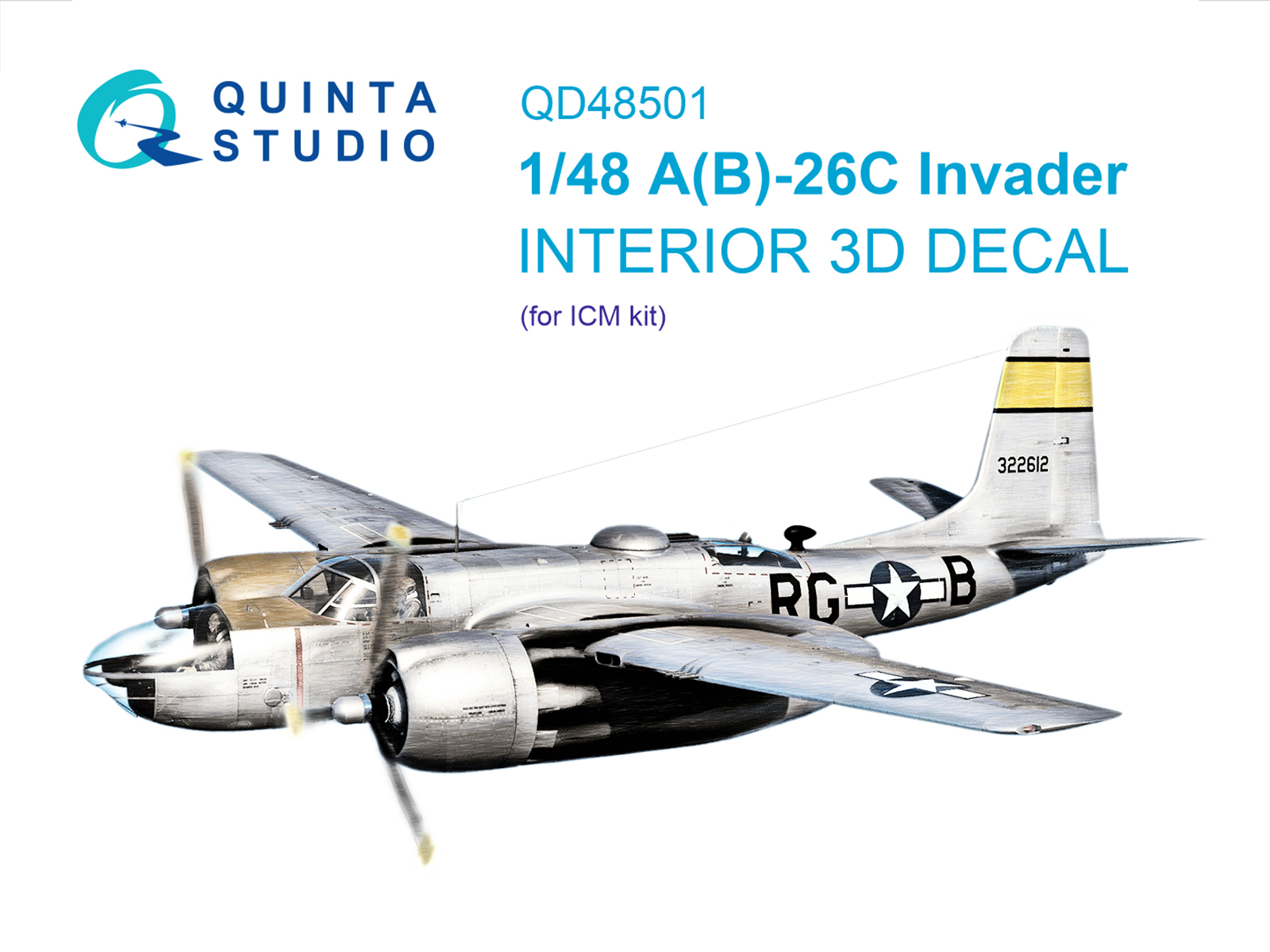 A-26C Invader 3D-Printed & coloured Interior on decal paper (ICM)