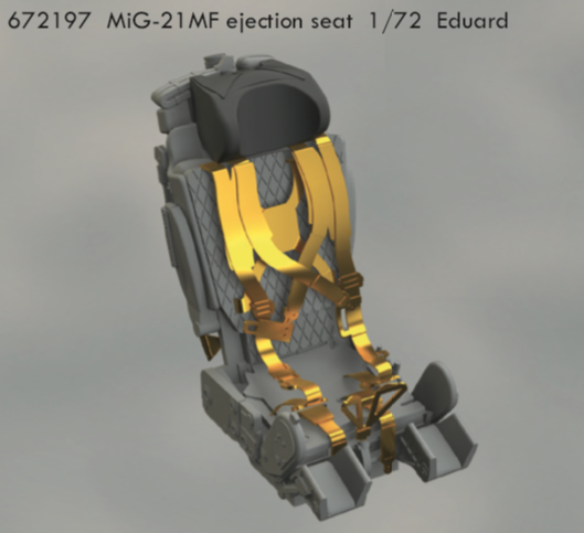 Additions (3D resin printing) 1/72 Mikoyan MiG-21MF interceptor ejection seat with etch details (designed to be used with Eduard kits)