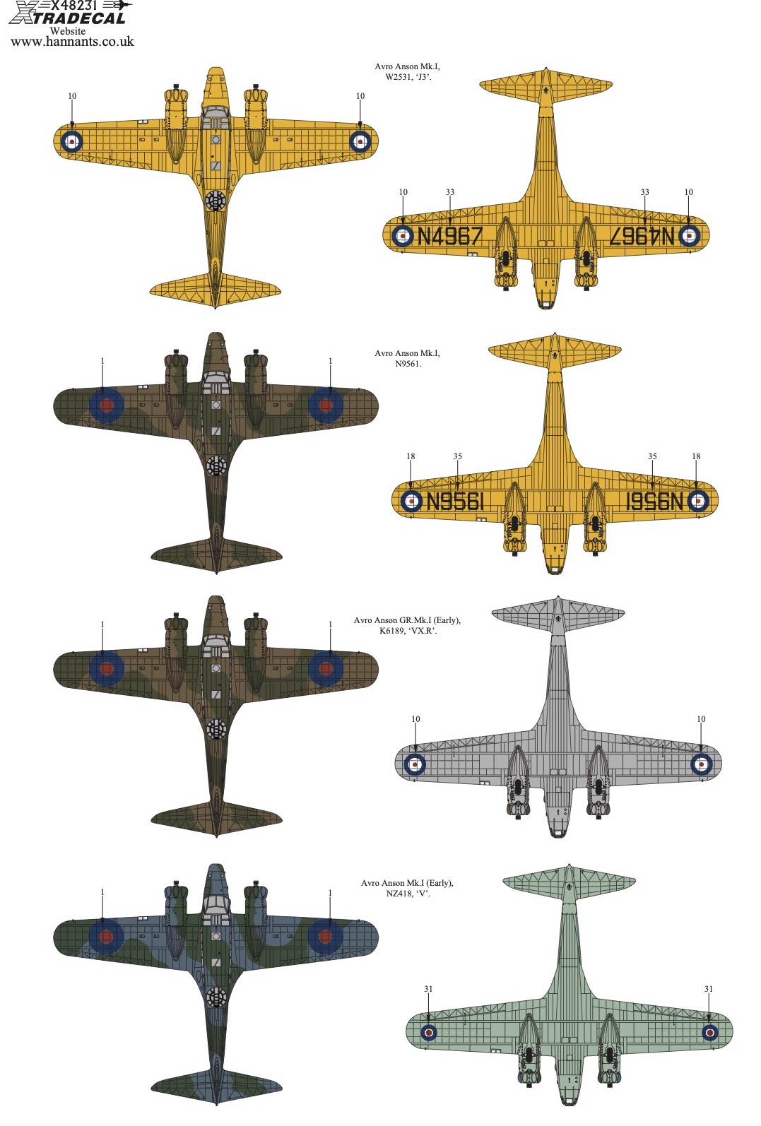 Decal 1/48 Avro Anson Mk.I Part 1 (6) (Xtradecal)