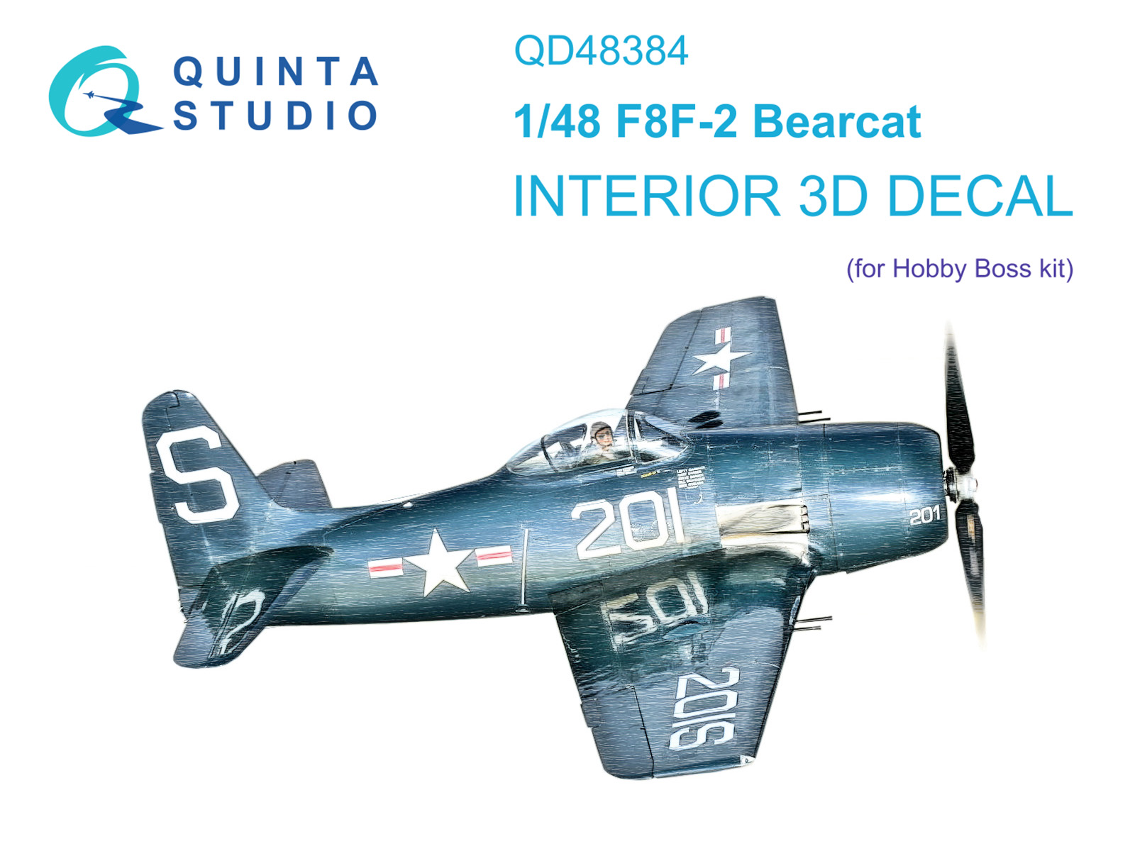 F8F-2 Bearcat 3D-Printed & coloured Interior on decal paper (Hobby Boss)