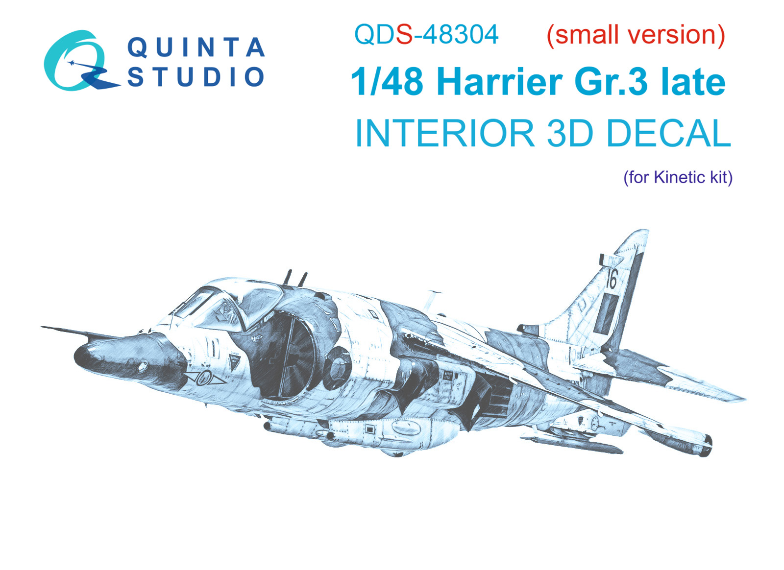 Harrier Gr.3 late 3D-Printed & coloured Interior on decal paper (Kinetic) (Small version)