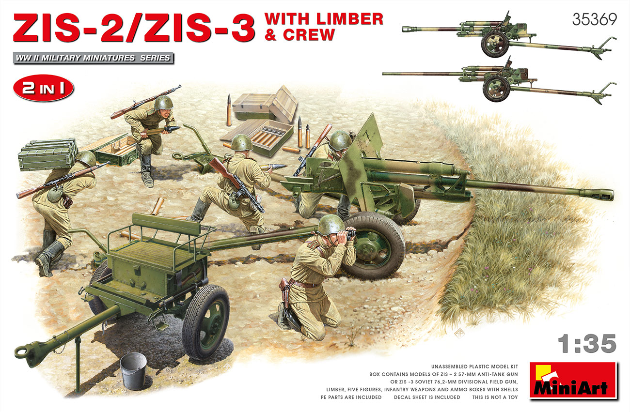 Model kit 1/35 ZIS-2/ZIS-3 With LIMBER & CREW. 2 IN 1. (MiniArt)