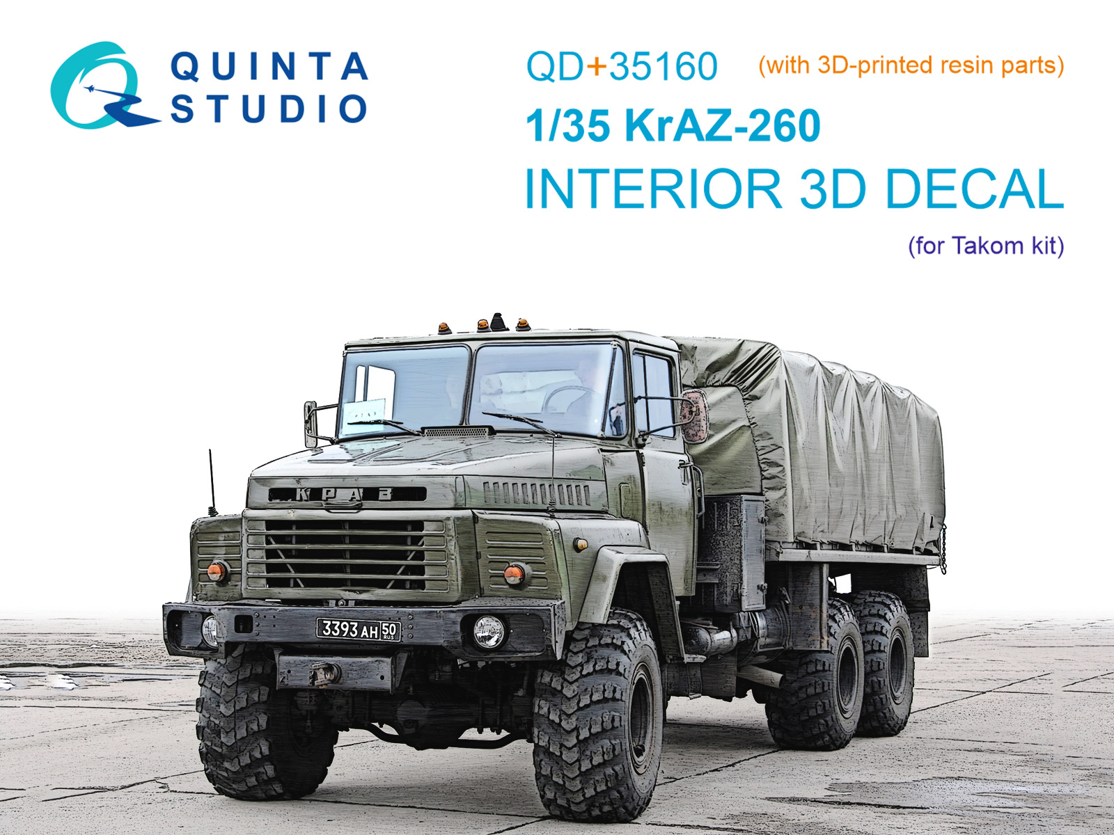 KrAZ-260 3D-Printed & coloured Interior on decal paper (Takom) (with 3D-printed resin parts)