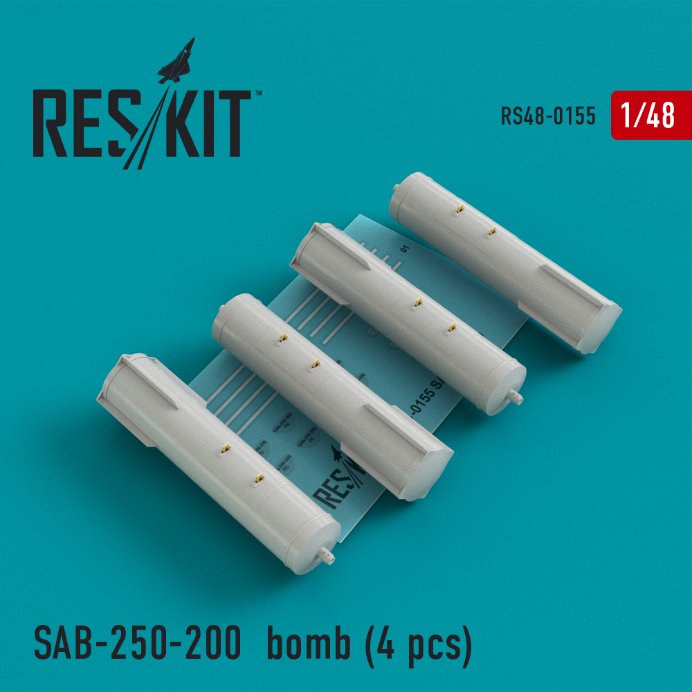 Additions (3D resin printing) 1/48 SAB-250-200 bomb (4 pcs) (ResKit)