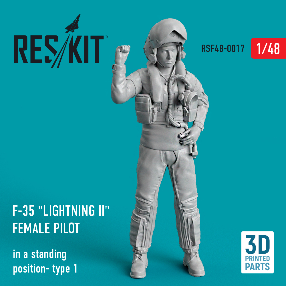 Additions (3D resin printing) 1/48 Lockheed-Martin F-35A/F-35B Lightning female pilot (in a standing position- type 1) (ResKit)
