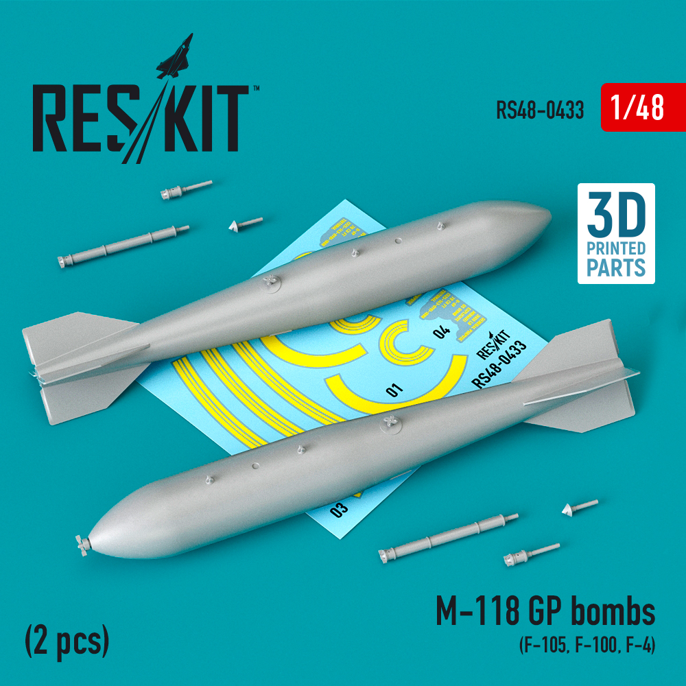 Additions (3D resin printing) 1/48 M-118 GP bombs (2 pcs)  (ResKit)