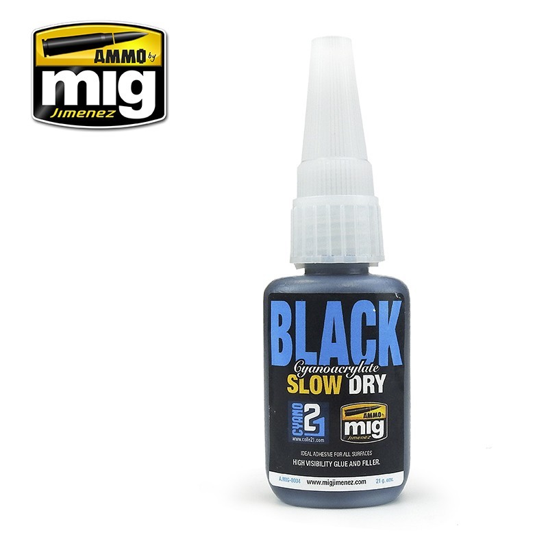 Black Slow Dry Cyanoacrylate (Ammo Mig) (20g) 