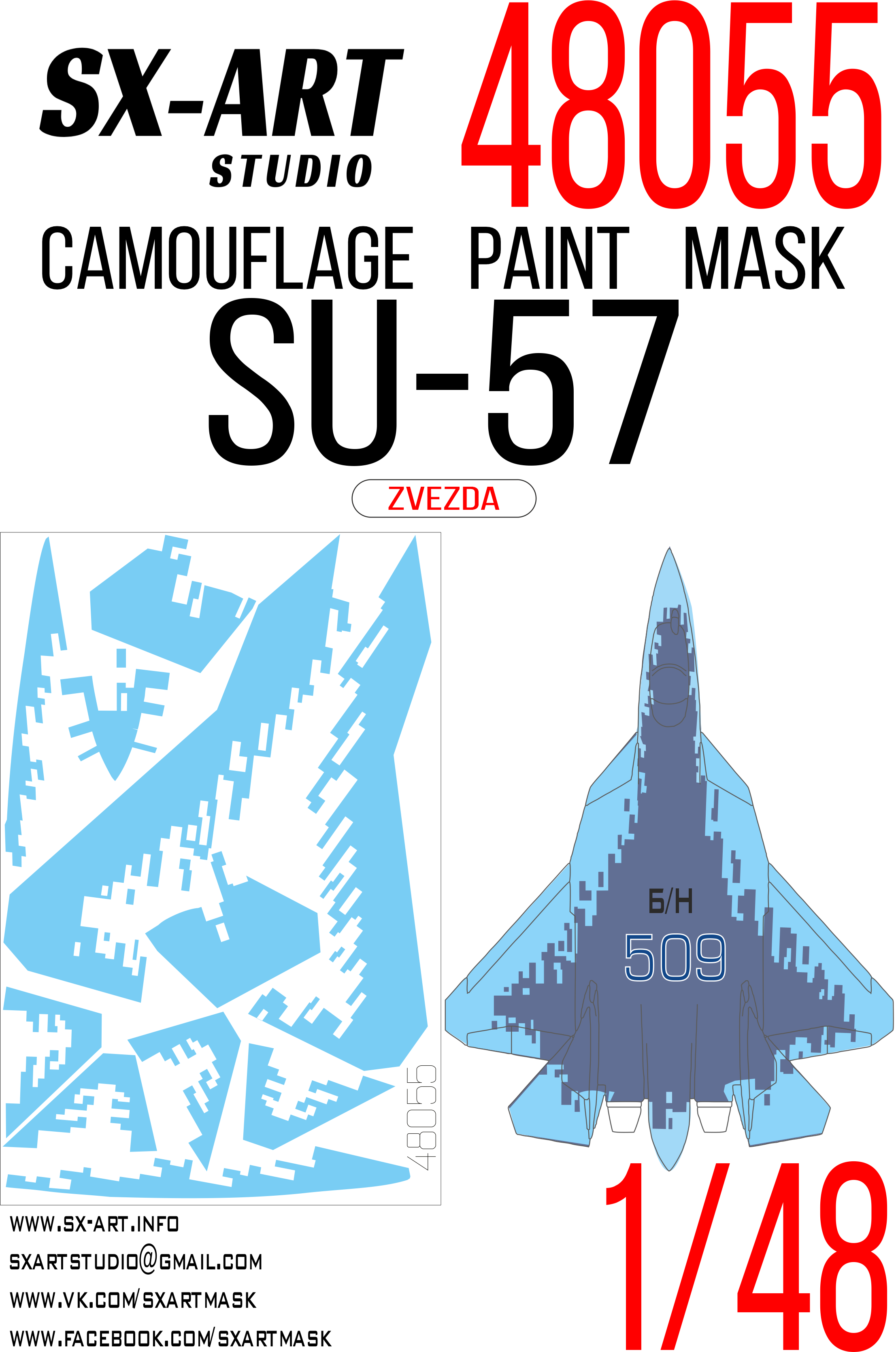 Camouflage mask 1/48 Su-57 (Zvezda)