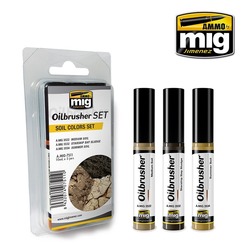 Soil Colors OILBRUSHER SET(Ammo Mig) (3x10ml) 