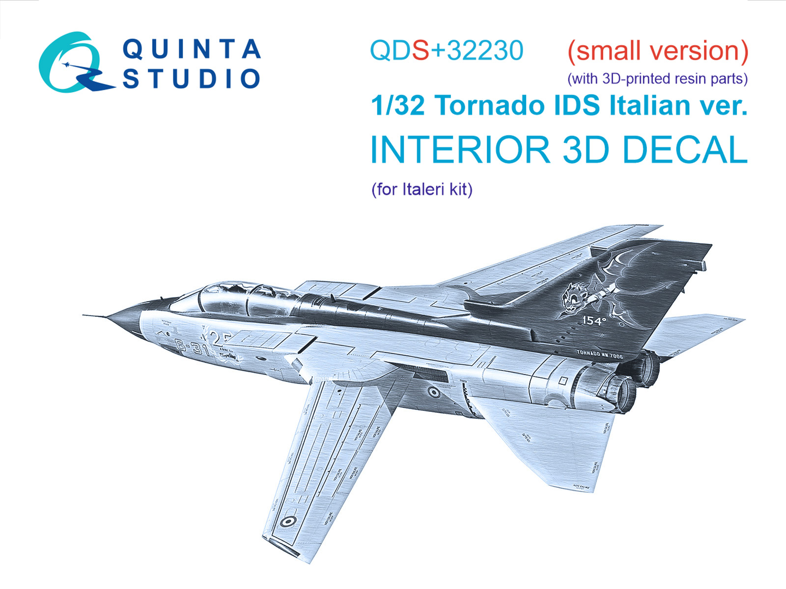 Tornado IDS Italian 3D-Printed & coloured Interior on decal paper (Italeri) (Small version) (with 3D-printed resin parts)