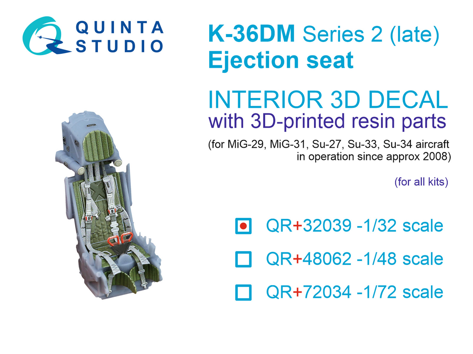 K-36DM Series2 (late) ejection seat (for MiG-29, MiG-31, Su-27, Su-33, Su-34 aircraft since 2008) (All kits)