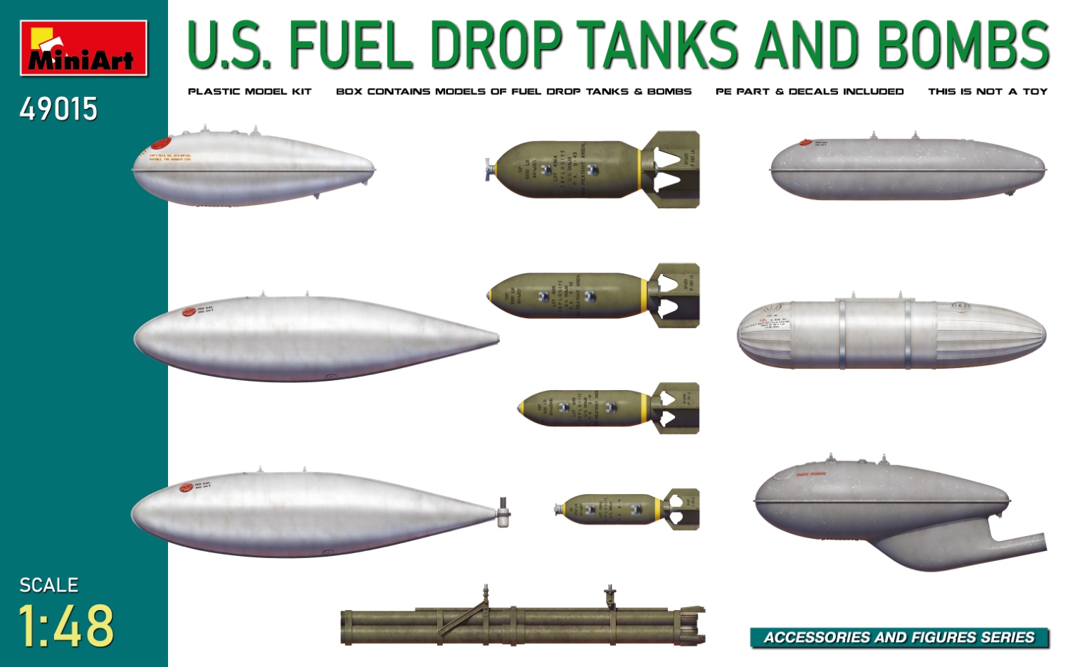 Diorama bases 1/48 U.S. Fuel Drop Tanks and Bombs (MiniArt) 