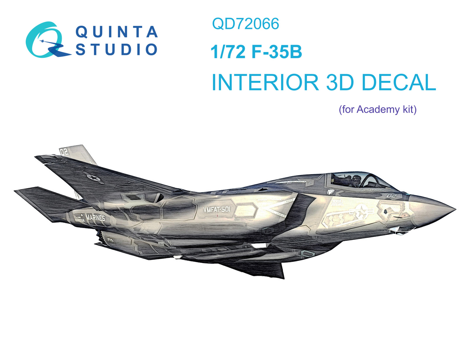 F-35B 3D-Printed & coloured Interior on decal paper (Academy)