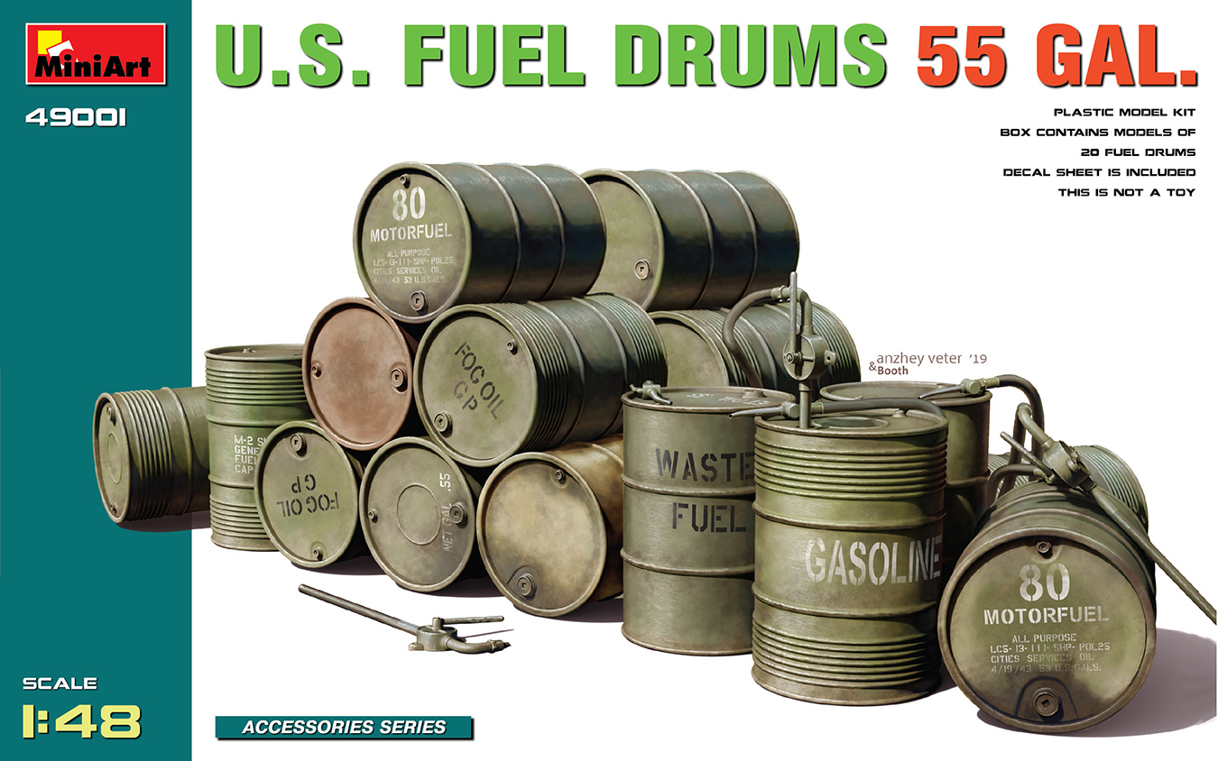 Diorama bases 1/48 U.S. FUEL DRUMS 55 GAL (MiniArt) 