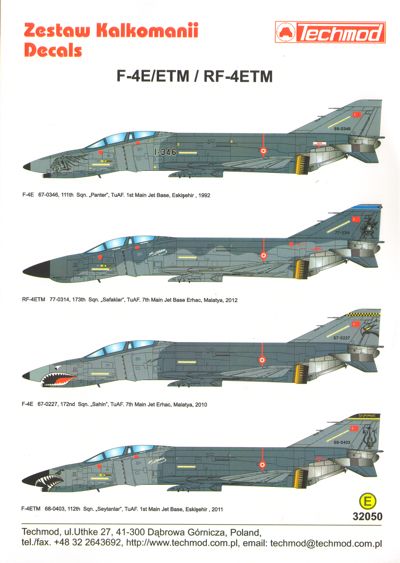Decal 1/32      McDonnell F-4E/ETM RF-4E/ETM Phantom II Turkish Air Force  (Techmod)
