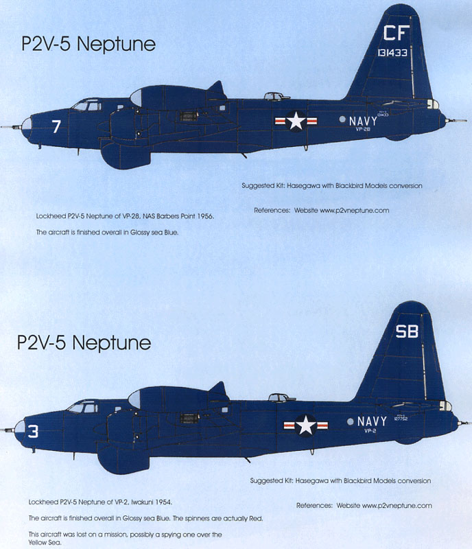 Decal 1/72 U.S. Navy Lockheed Neptune P2V-5 Neptune - VP-2 and VP-28  (Blackbird Models)
