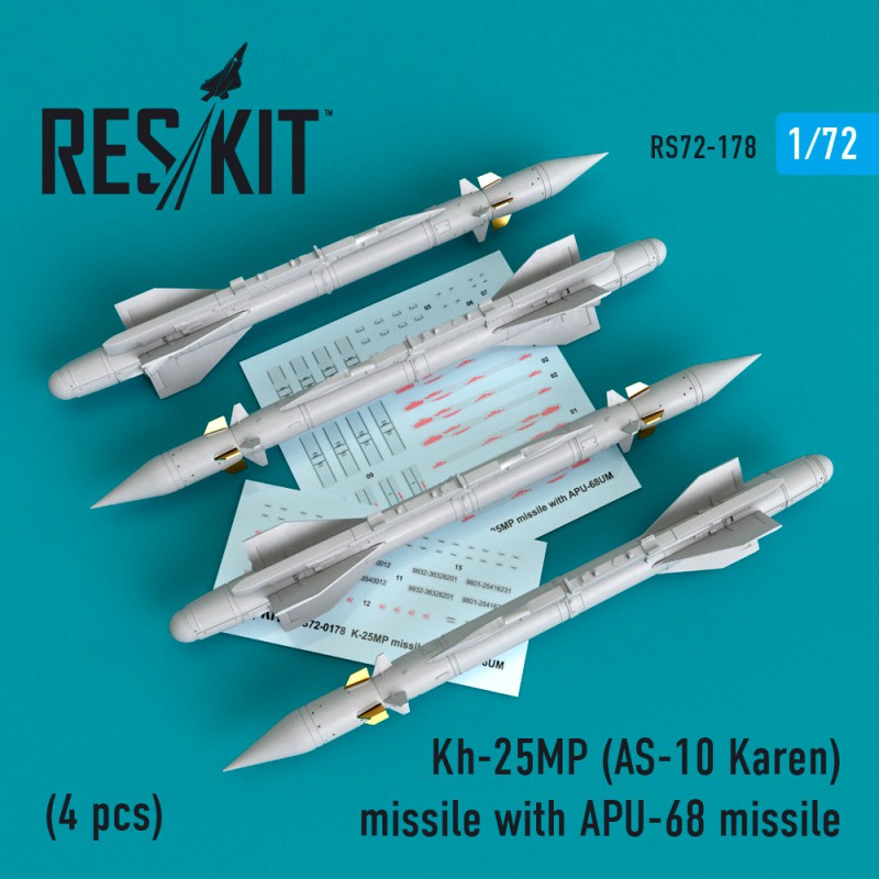Additions (3D resin printing) 1/72 kh-25MP (AS-10 Karen) missile with APU-68 (ResKit)