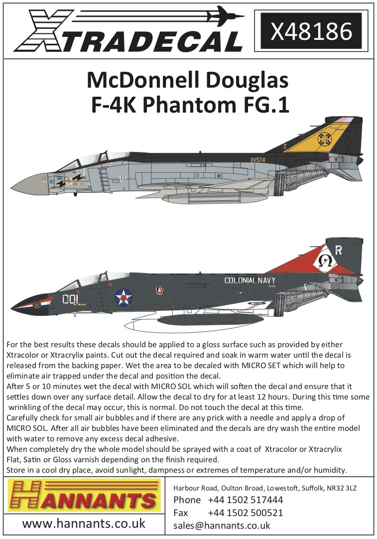 Decal 1/48 McDonnell-Douglas F-4K Phantom FG.1 (4) (Xtradecal)