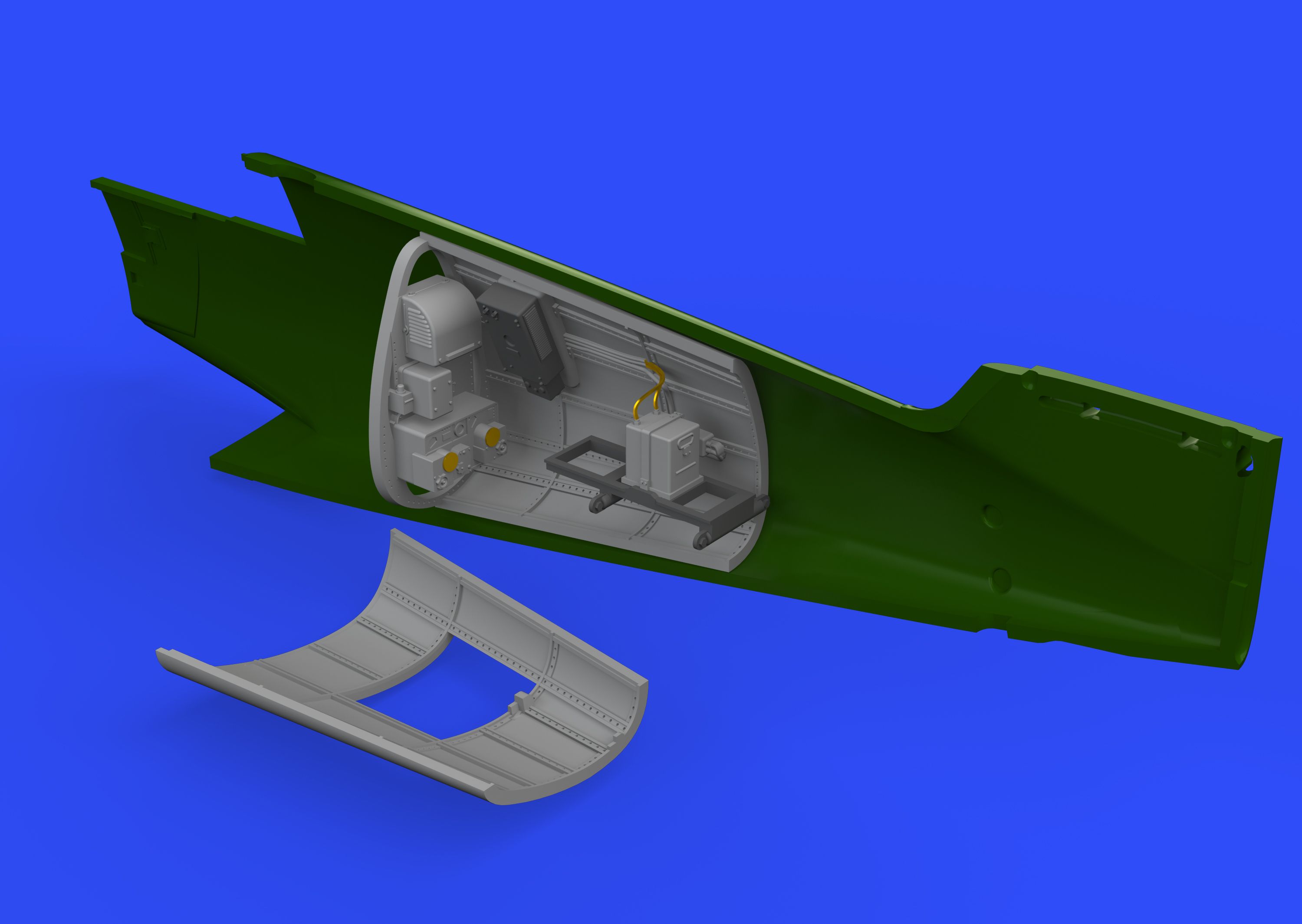 Additions (3D resin printing) 1/48 Messerschmitt Bf-109G-6 radio compartment (designed to be used with Tamiya kits)