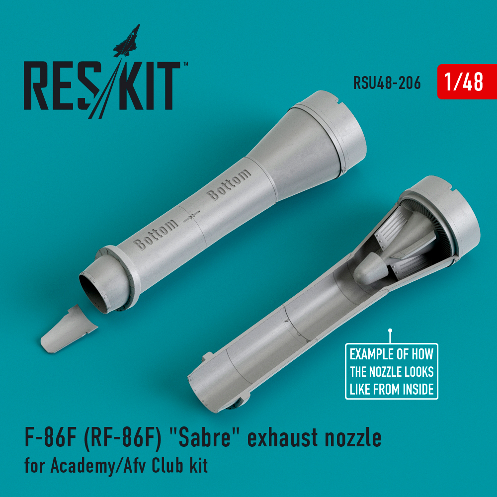 Additions (3D resin printing) 1/48 North-American F-86F (RF-86F) Sabre exhaust nozzles (ResKit)