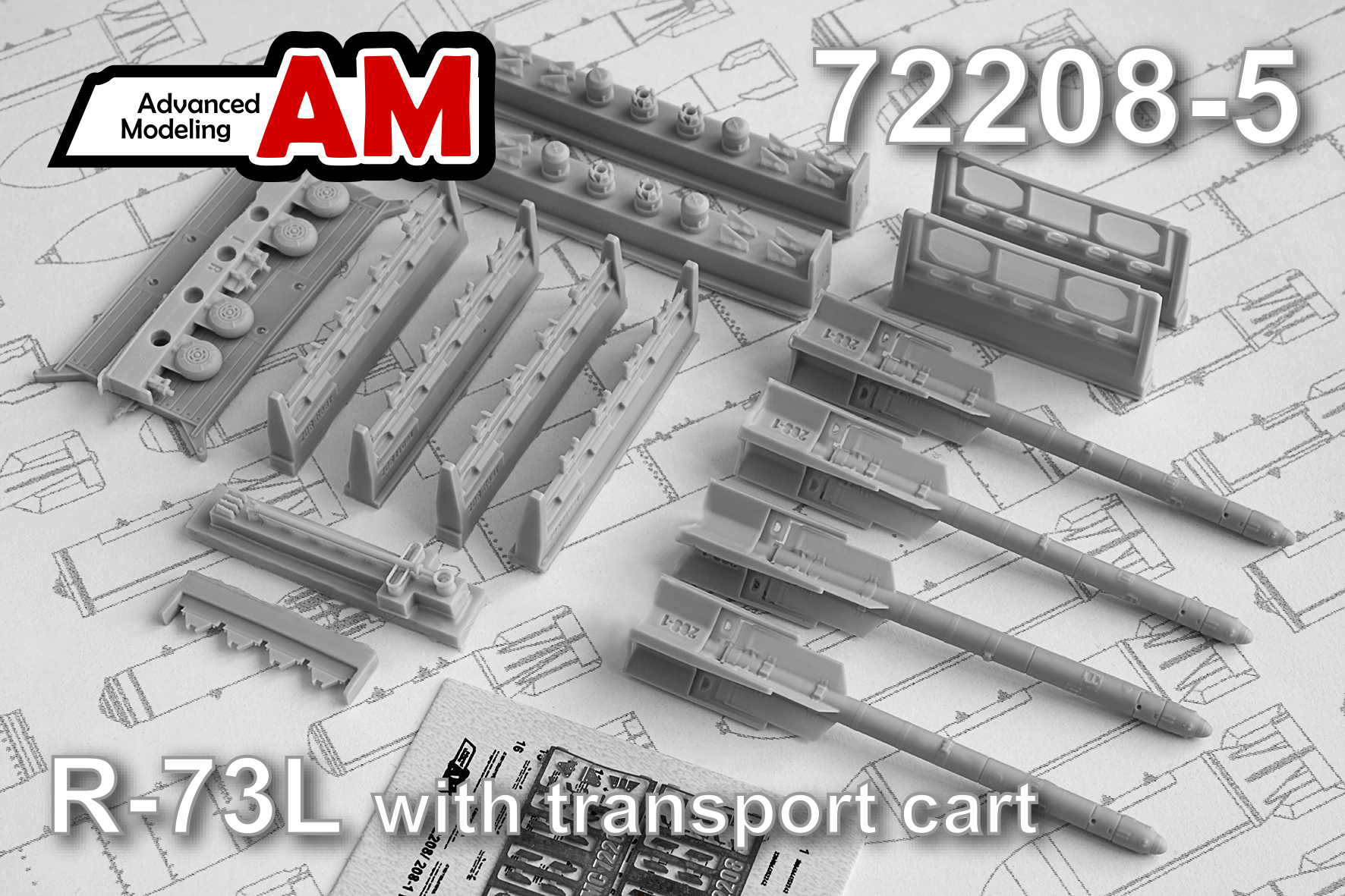 Additions (3D resin printing) 1/72 Transport cart with R-73 missiles (Advanced Modeling) 
