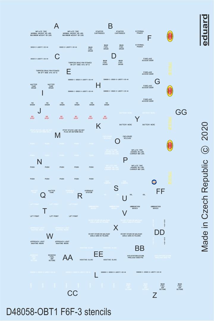 Decal 1/48 F6F-3 stencils (EDU)