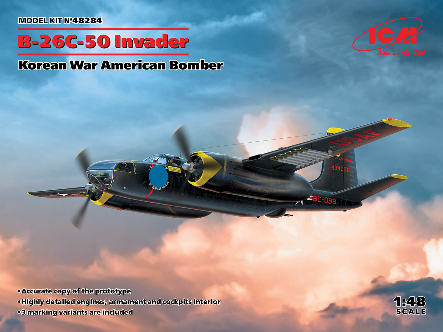 Model kit 1/48 Douglas B-26C-50 Invader, Korean War American Bomber (ICM)