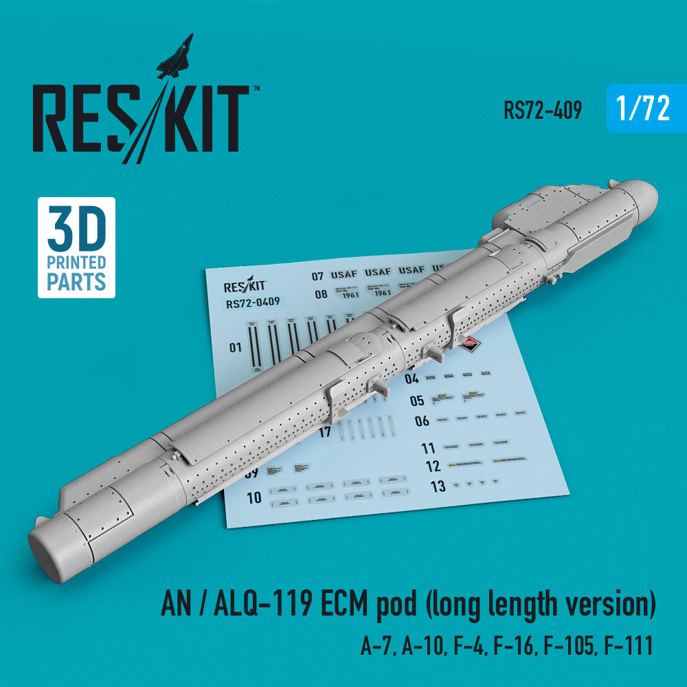 Additions (3D resin printing) 1/72 AN / ALQ-119 ECM pod (long length version) (ResKit)