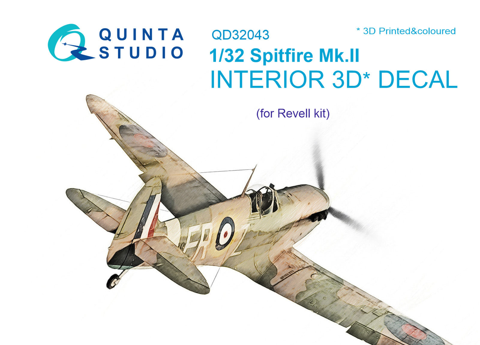 Spitfire Mk. II 3D-Printed & coloured Interior on decal paper (for Revell  kit)