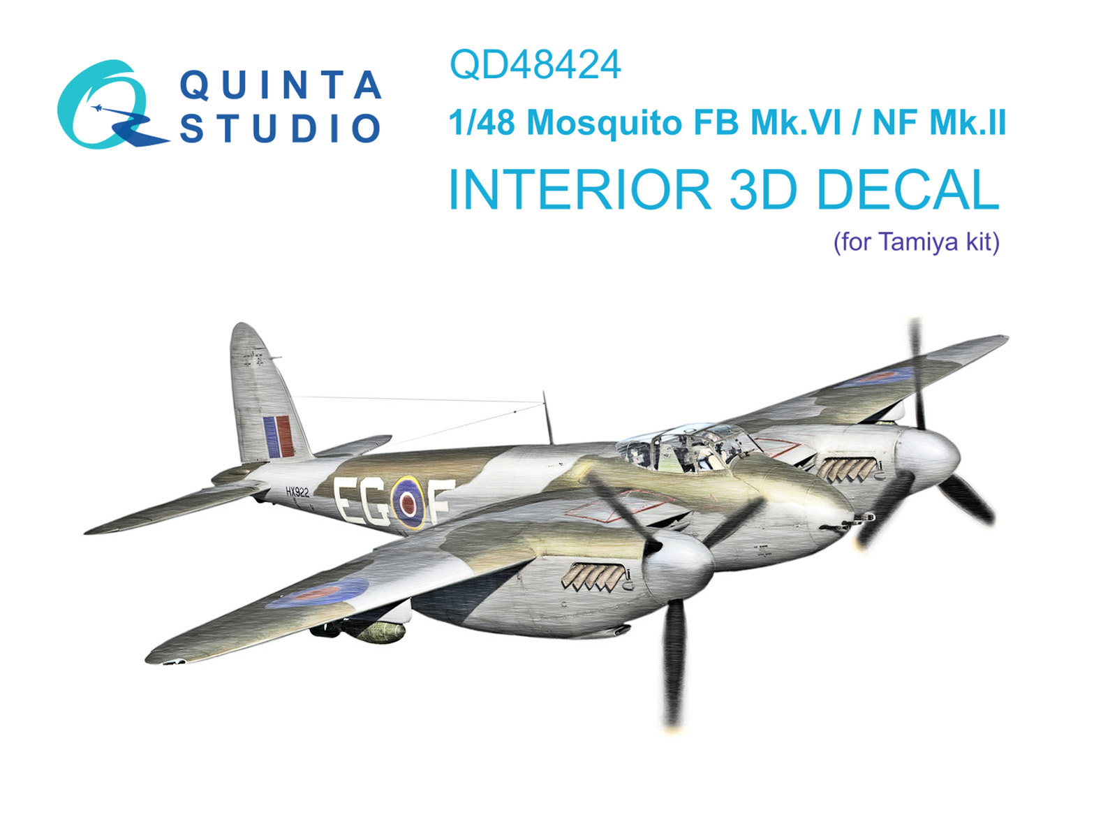 Mosquito FB Mk.VI/NF Mk.II 3D-Printed & coloured Interior on decal paper (Tamiya)