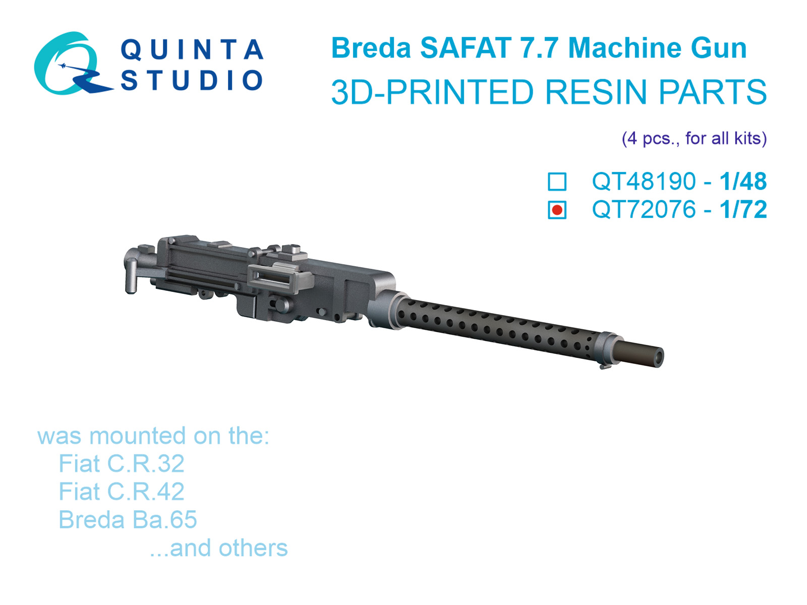 Breda SAFAT 7.7, WWII Italian Machine Gun, 4 pcs (for all kits)