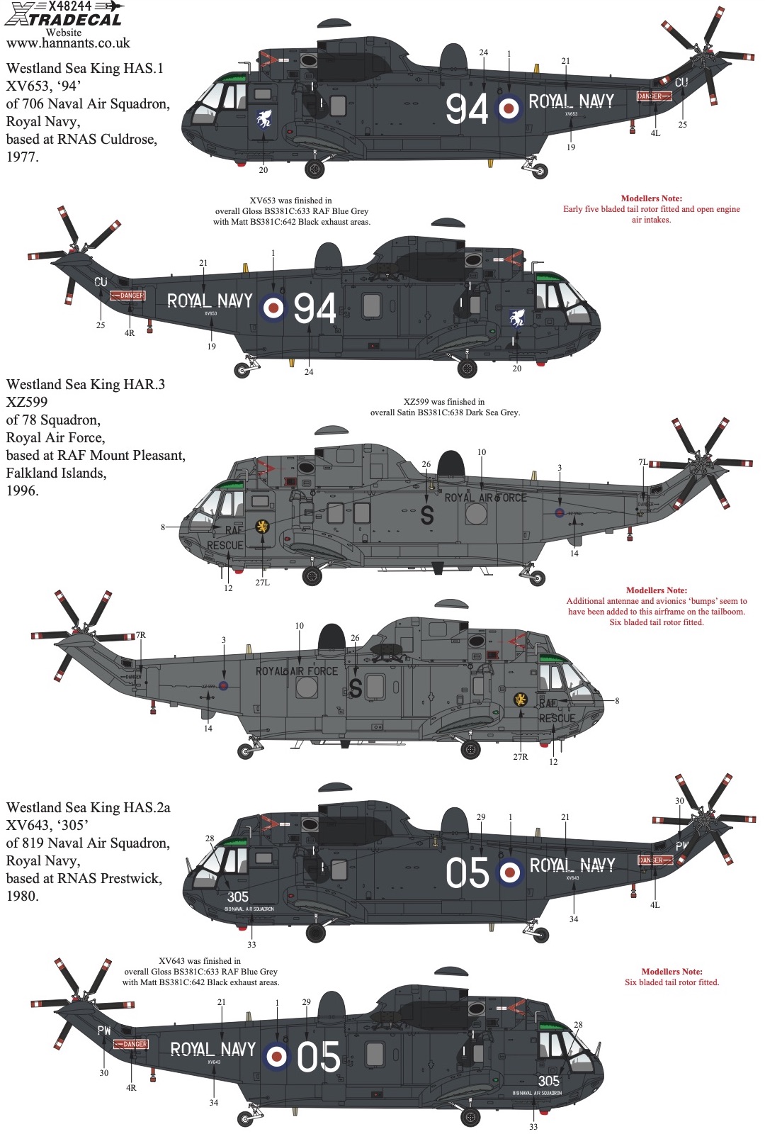 Decal 1/48 Westland Sea King Collection Pt2 (7) (Xtradecal)