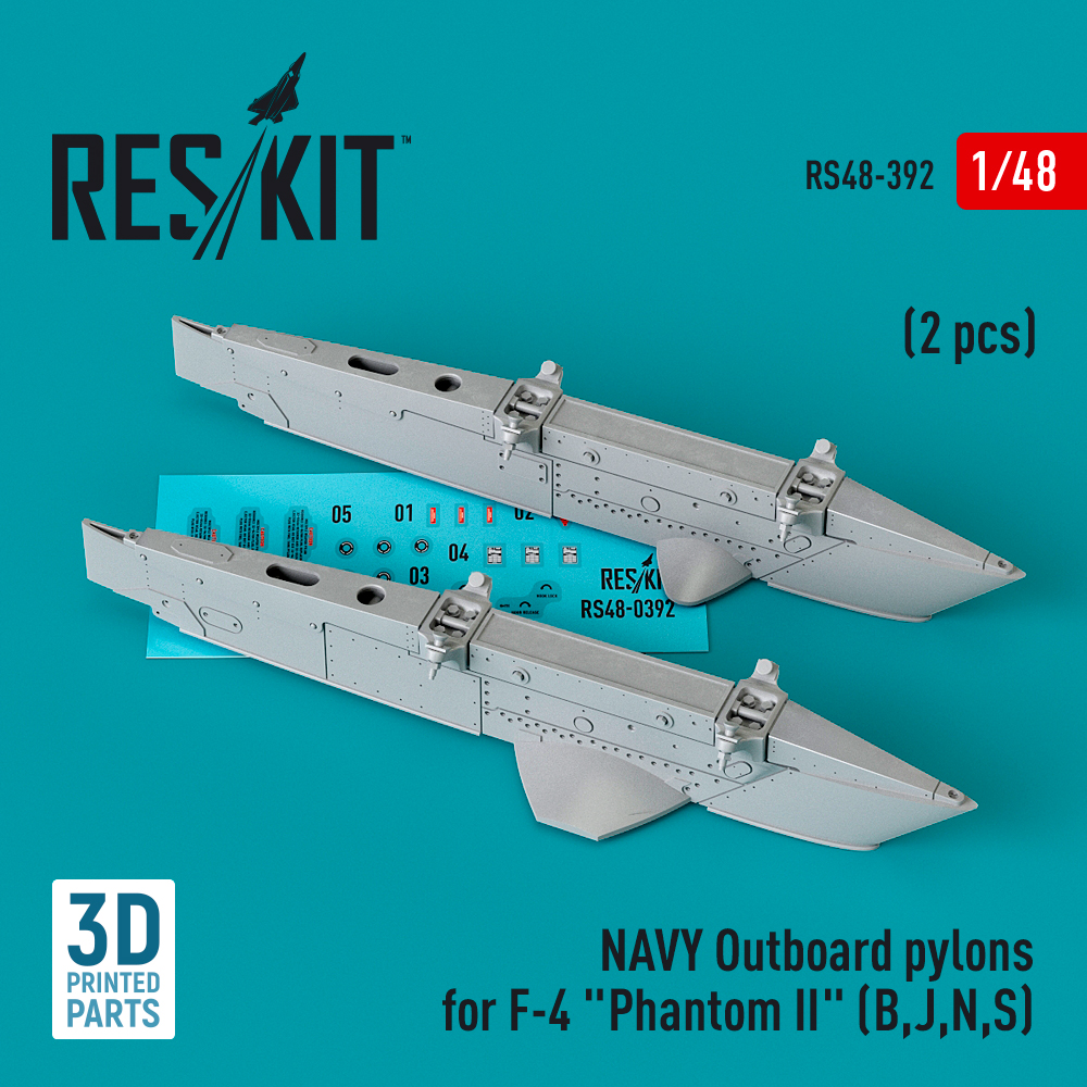 Additions (3D resin printing) 1/48 NAVY Outboard pylons for McDonnell F-4 Phantom II (F-4B, F-4J, F-4N, F-4S) (2 pcs)  (ResKit)
