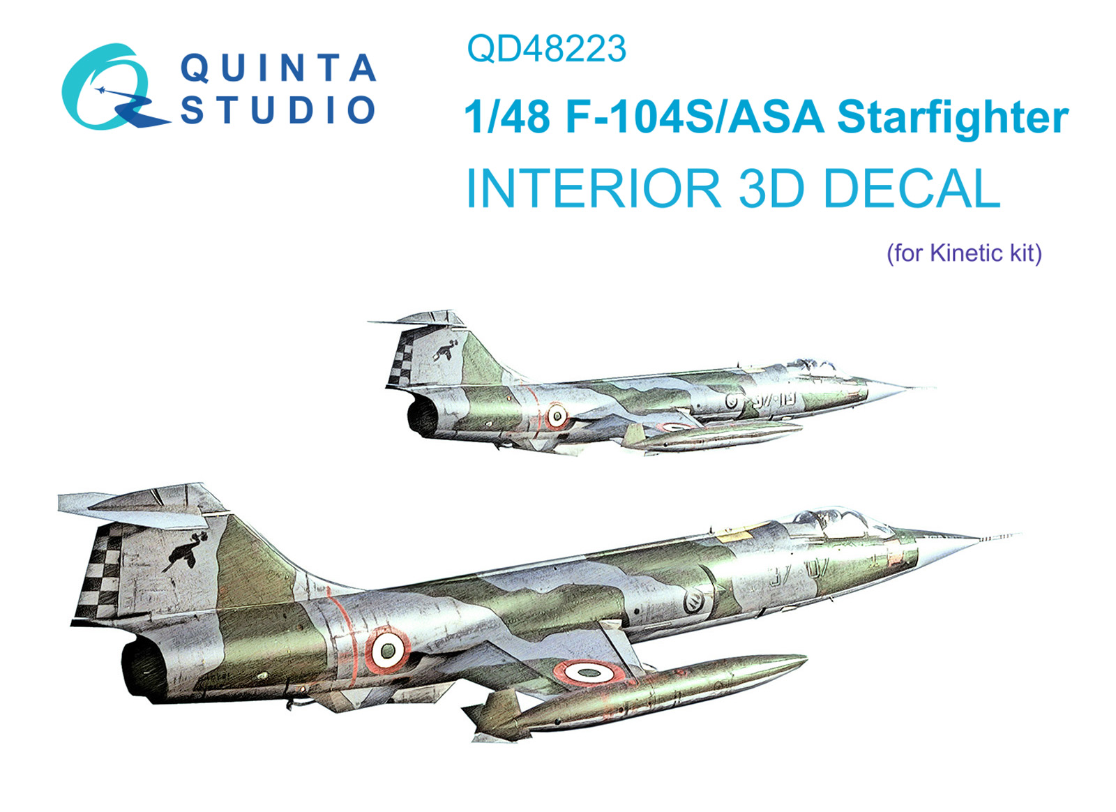 F-104S/ASA 3D-Printed & coloured Interior on decal paper (Kinetic)