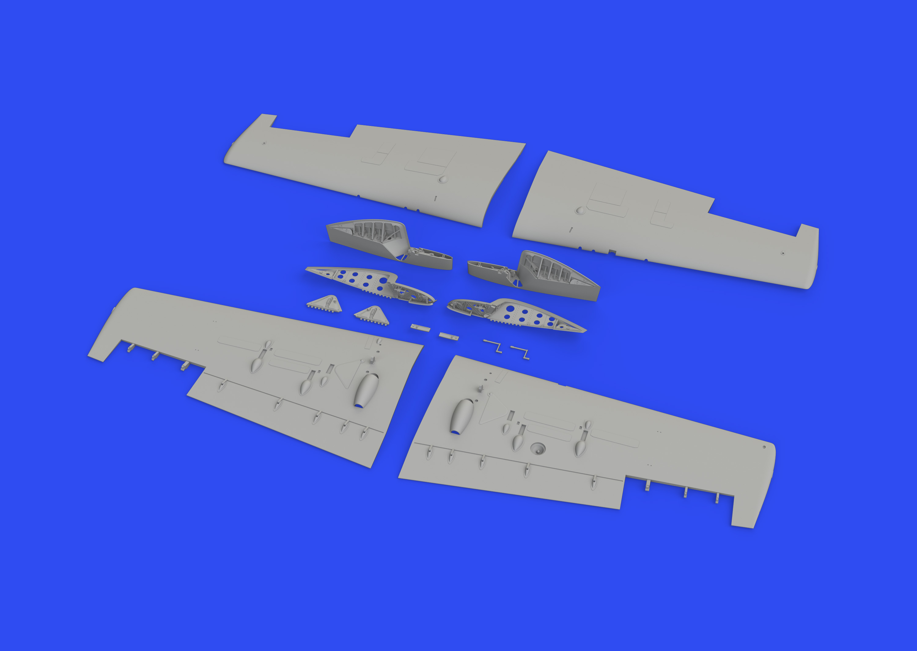 Additions (3D resin printing) 1/48  Grumman F4F-4 Wildcat folding wings 3D-Printed (designed to be used with Eduard kits)