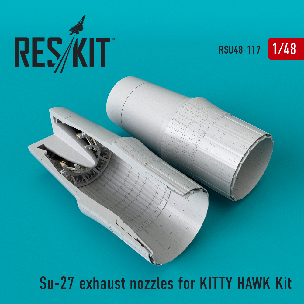 Additions (3D resin printing) 1/48 Sukhoi Su-27 exhaust nozzles (ResKit)