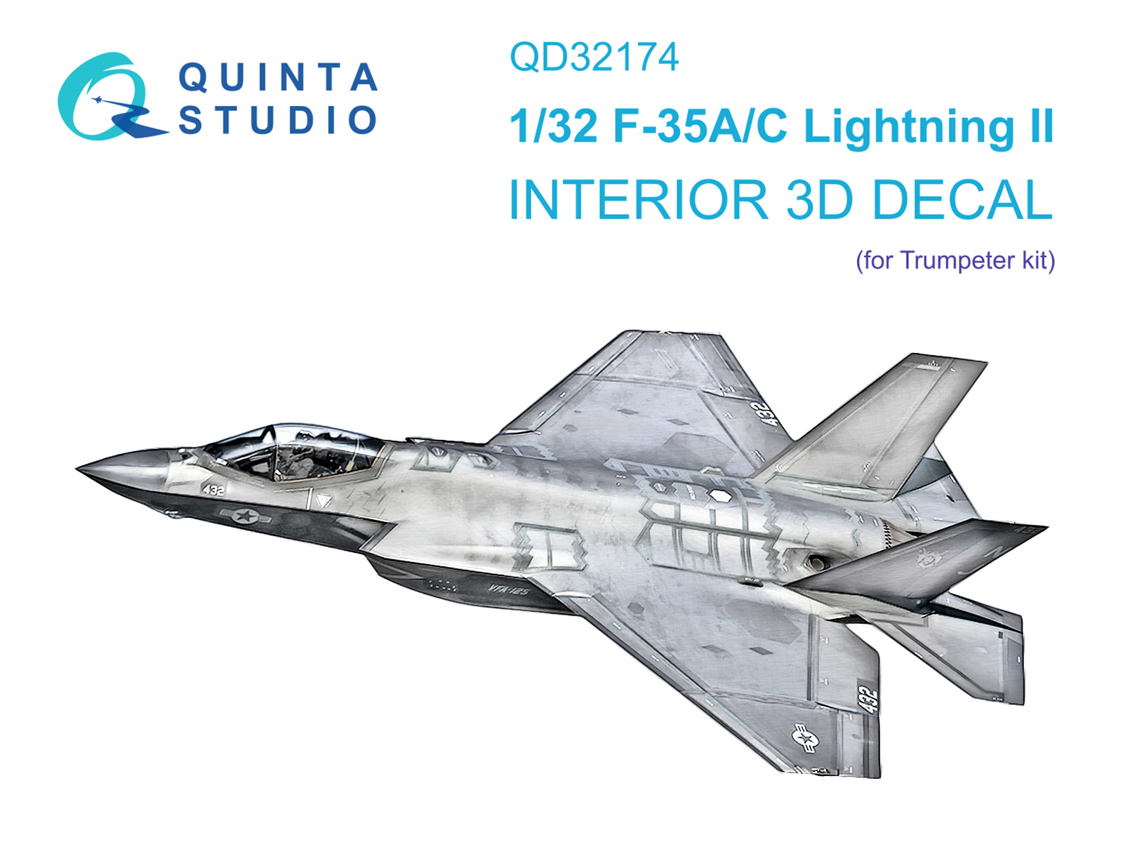 F-35A/C 3D-Printed & coloured Interior on decal paper (Trumpeter)