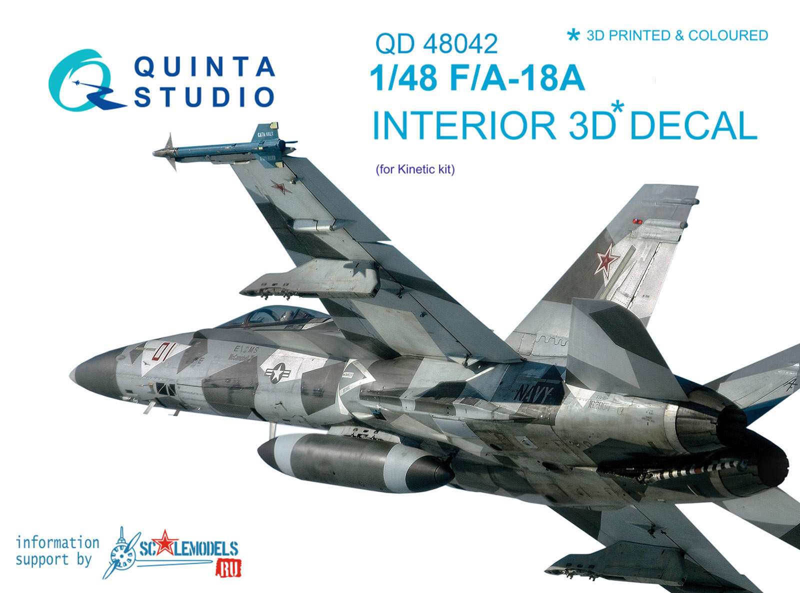 F/A-18A 3D-Printed & coloured Interior on decal paper (for Kinetic kit)