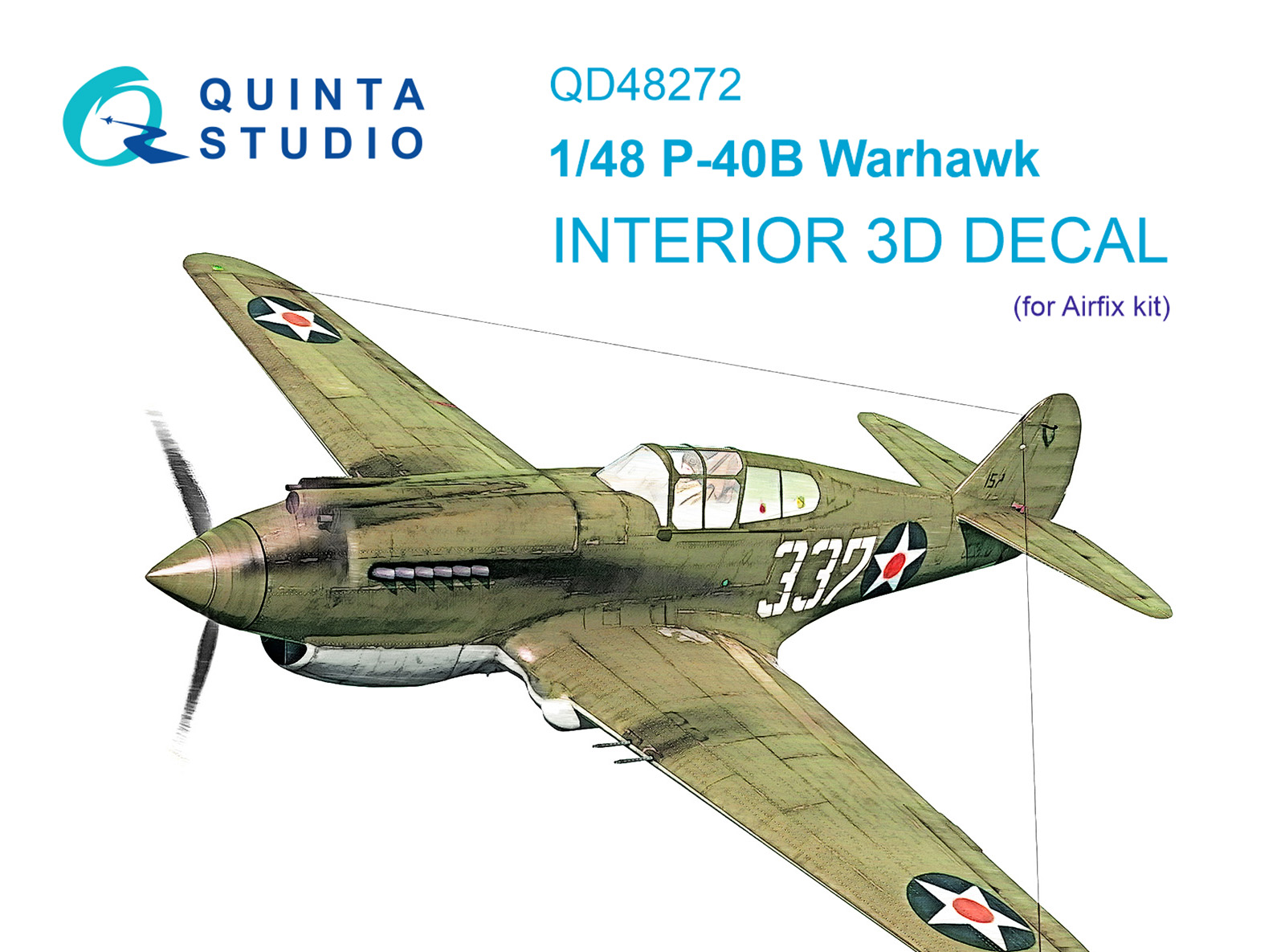 P-40B 3D-Printed & coloured Interior on decal paper (Airfix)