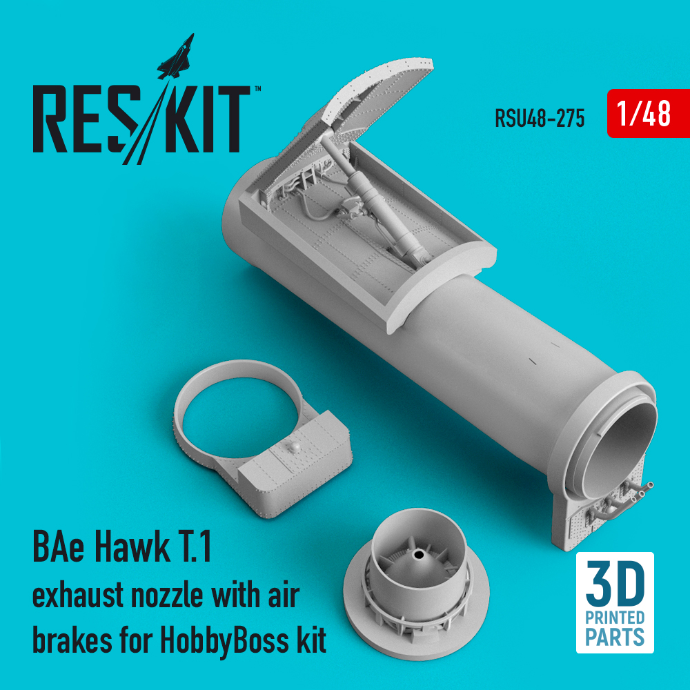 Additions (3D resin printing) 1/48 BAe Hawk T.1 exhaust nozzle with air brakes (ResKit)
