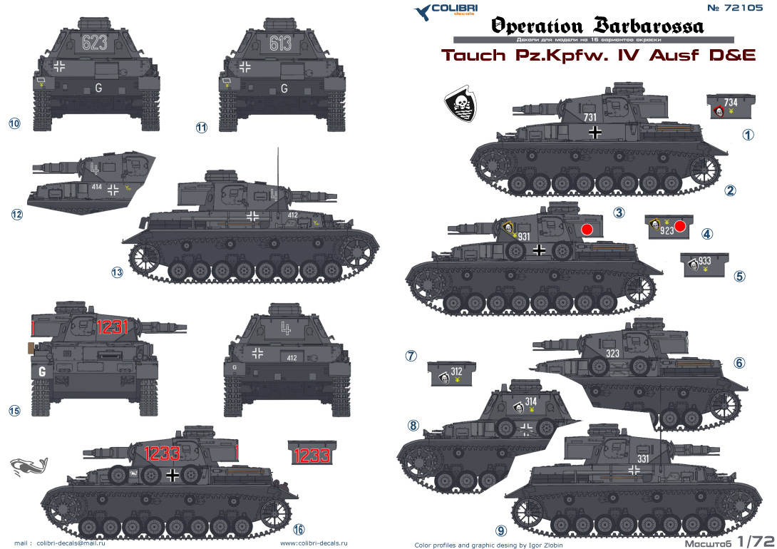 Decal 1/72 Tauch Pz.Kpfw. IV Ausf.D & E Operation Barbarossa (Colibri Decals)
