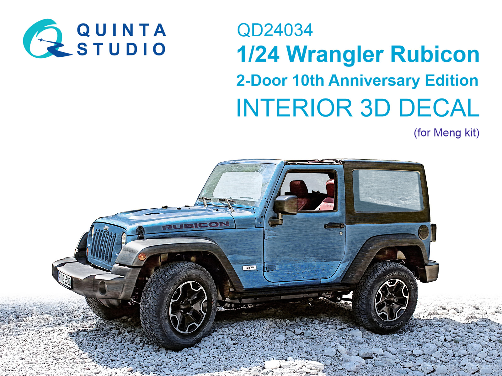 Jeep Wrangler Rubicon 2-Door 10th Anniversary Edition 3D-Printed & coloured Interior on decal paper (Meng)