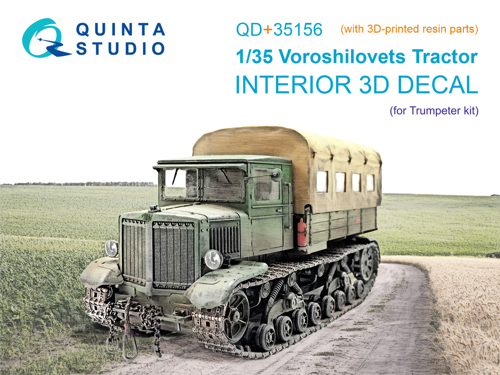 Voroshilovets Tractor 3D-Printed & coloured Interior on decal paper (Trumpeter) (with 3D-printed resin parts) 