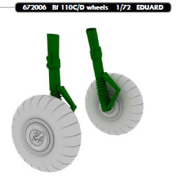 Additions (3D resin printing) 1/72      Messerschmitt Bf-110C/Bf-110D wheels with weighted tyre effect (designed to be used with Eduard kits)