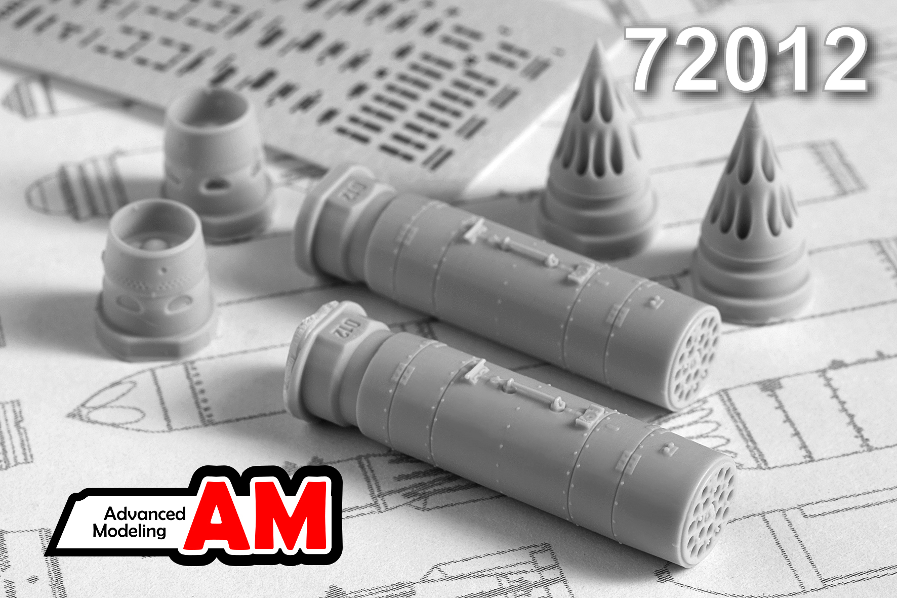 Additions (3D resin printing) 1/72 B-8M Block of unguided aviation missiles (Advanced Modeling) 