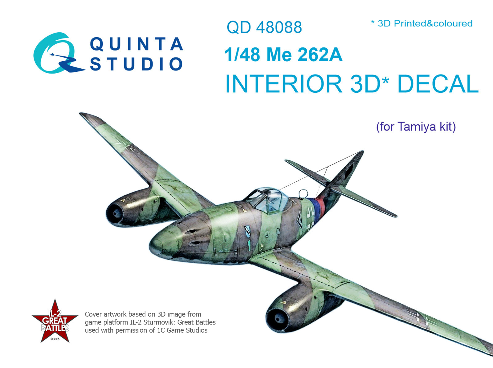 Me-262A 3D-Printed & coloured Interior on decal paper (for Tamiya kit)