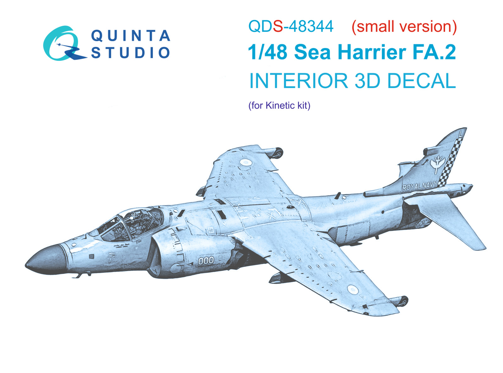 Sea Harrier FA.2 3D-Printed & coloured Interior on decal paper (Kinetic) (Small version)