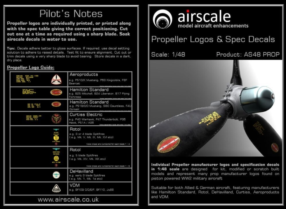 Decal 1/48 Propeller Blade Logos (Airscale)